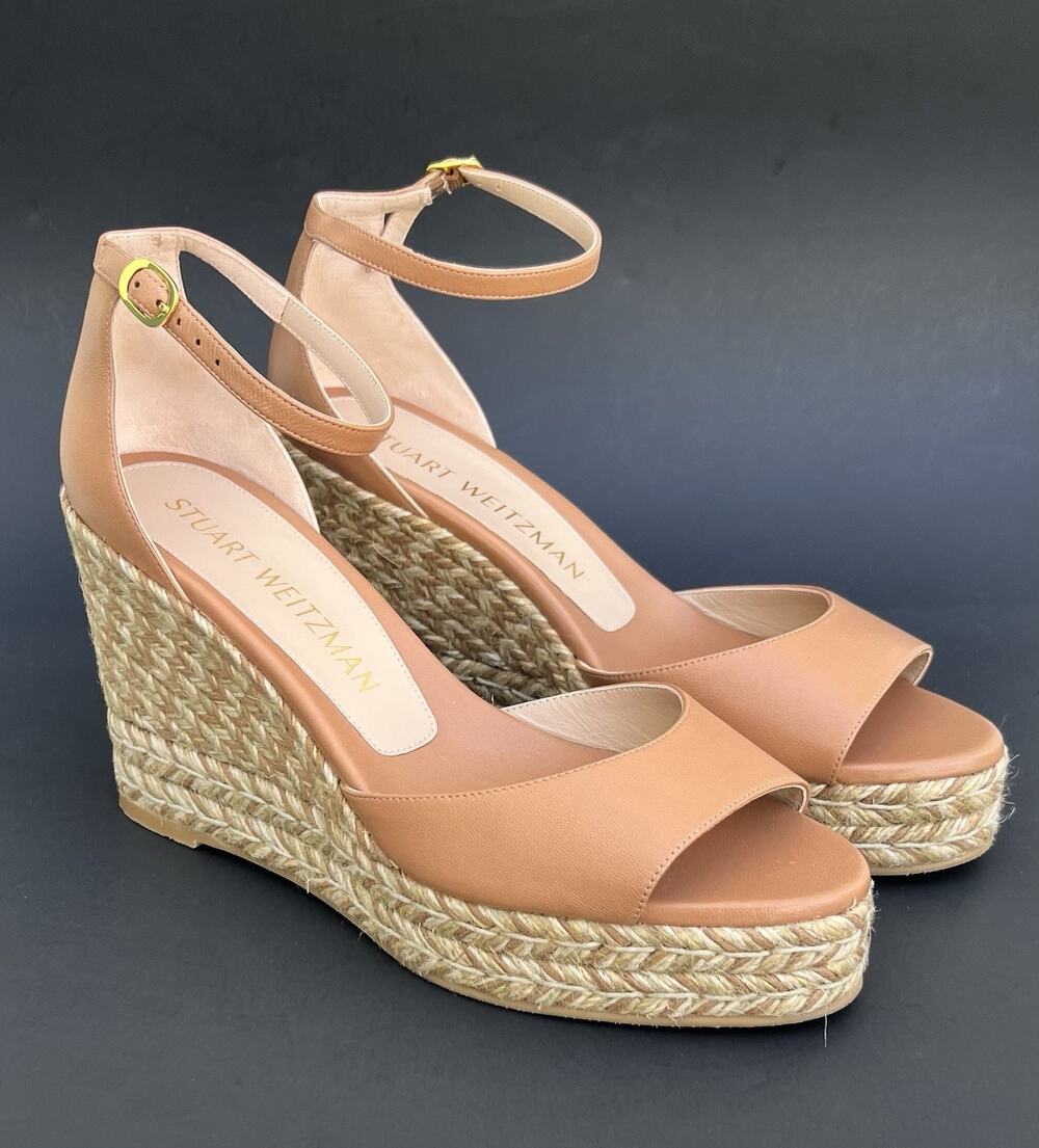 STUART WEITZMAN Nudistia Espadrille Wedge Brown Sandals Women's Size 11.5 US NEW
